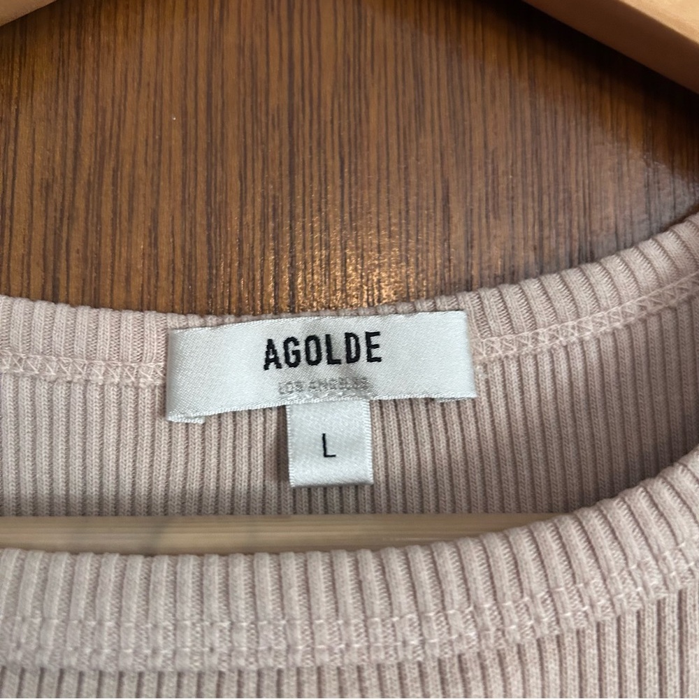 AGOLDE Rib Tank Beige Racerback Size L - Picture 3 of 5